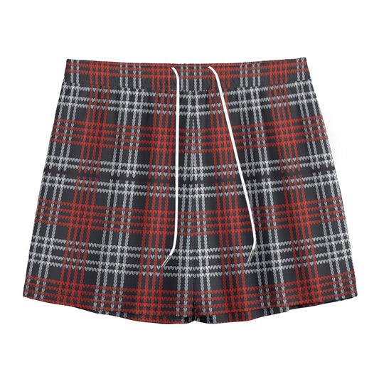 Tartan Knitted Pattern Print Mesh Shorts