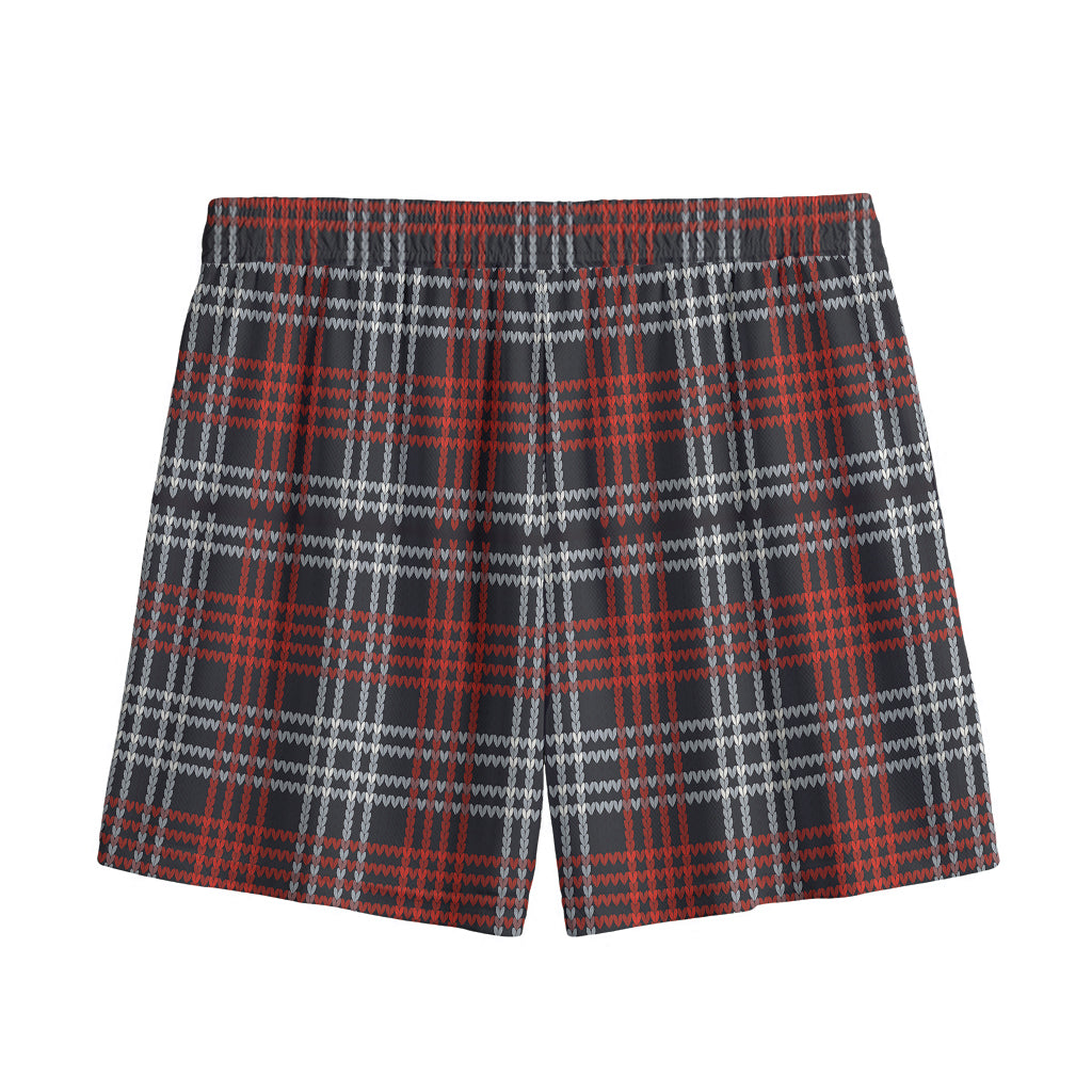 Tartan Knitted Pattern Print Mesh Shorts