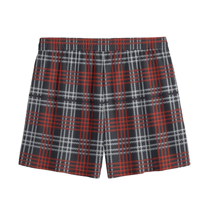 Tartan Knitted Pattern Print Mesh Shorts