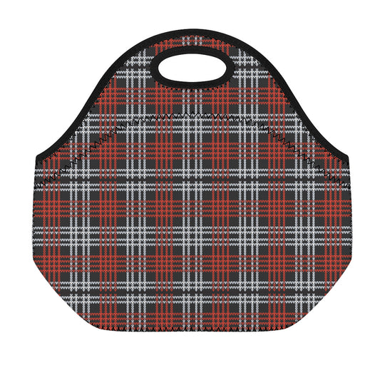 Tartan Knitted Pattern Print Neoprene Lunch Bag