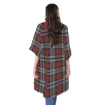 Tartan Knitted Pattern Print Open Front Beach Cover Up