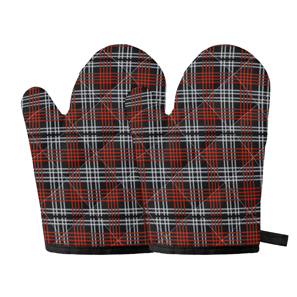 Tartan Knitted Pattern Print Oven Mitts