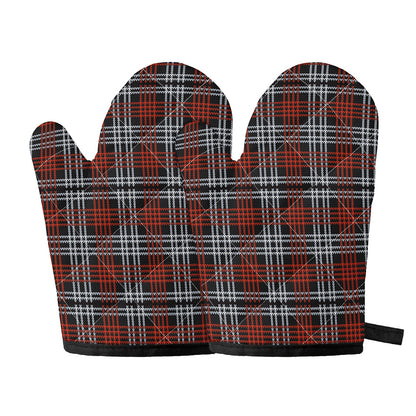 Tartan Knitted Pattern Print Oven Mitts