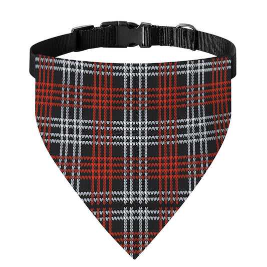 Tartan Knitted Pattern Print Over The Collar Dog Bandana