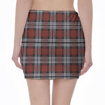Tartan Knitted Pattern Print Pencil Mini Skirt