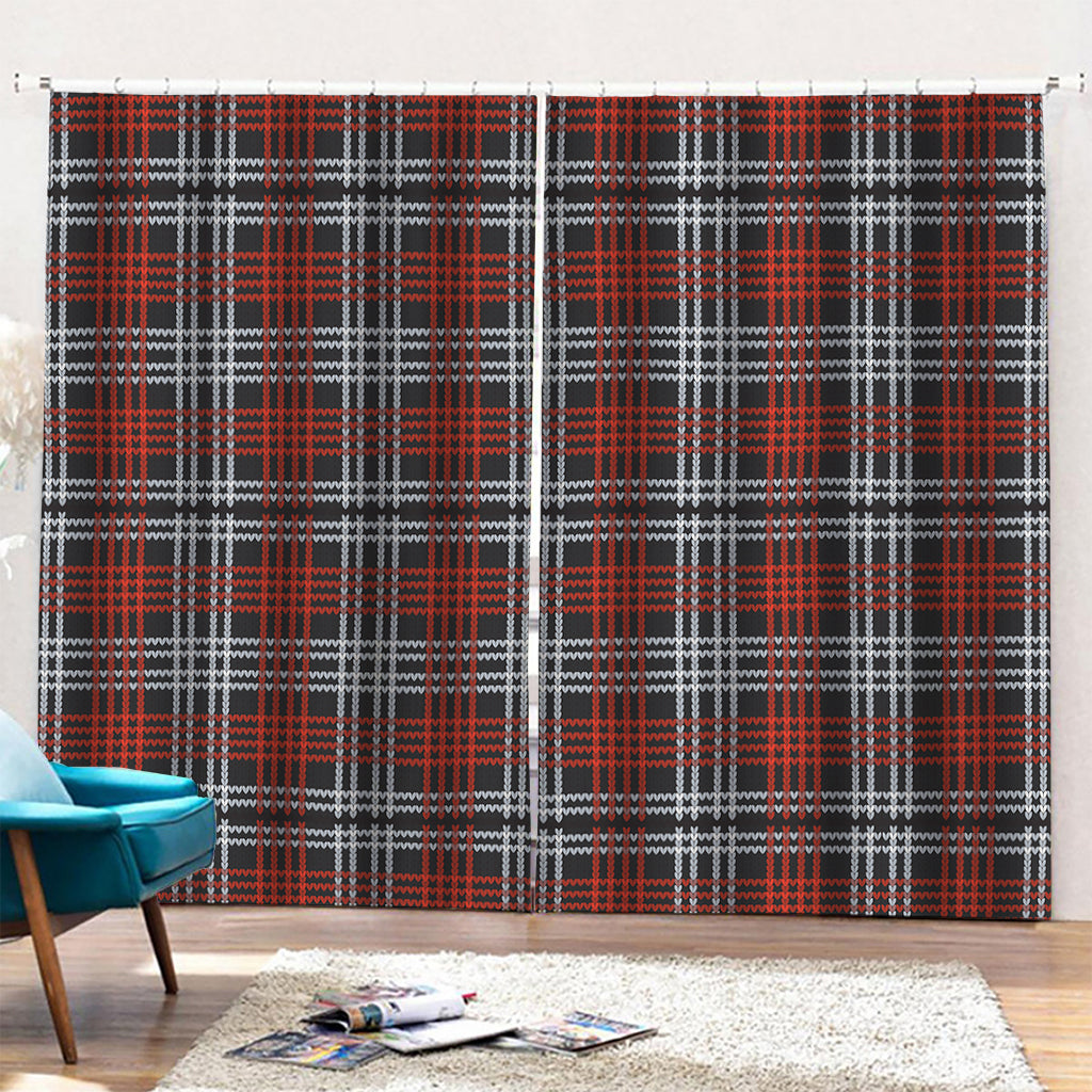 Tartan Knitted Pattern Print Pencil Pleat Curtains