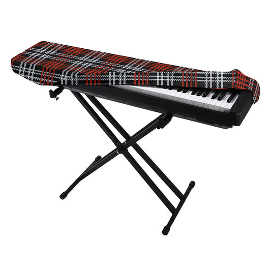 Tartan Knitted Pattern Print Piano Keyboard Cover