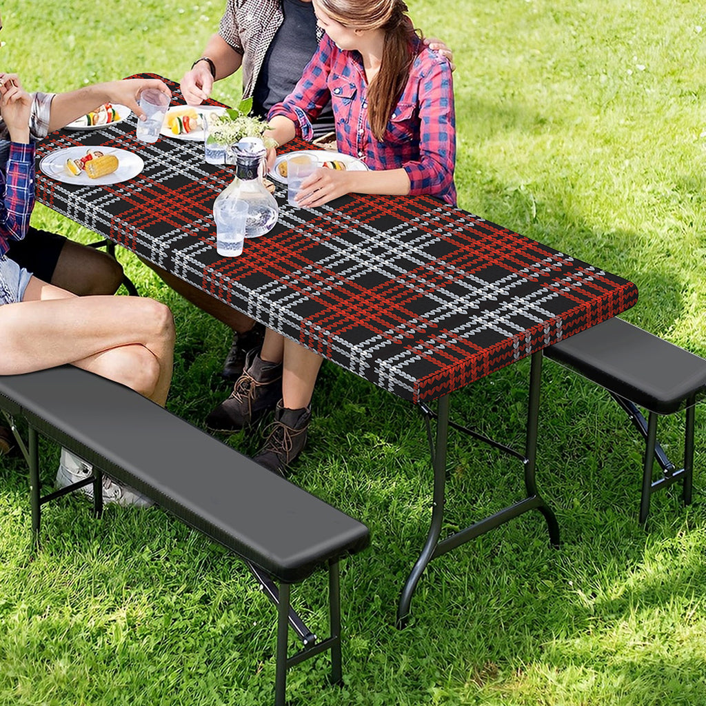 Tartan Knitted Pattern Print Picnic Table Cover