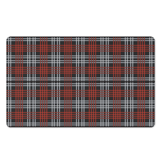 Tartan Knitted Pattern Print Polyester Doormat