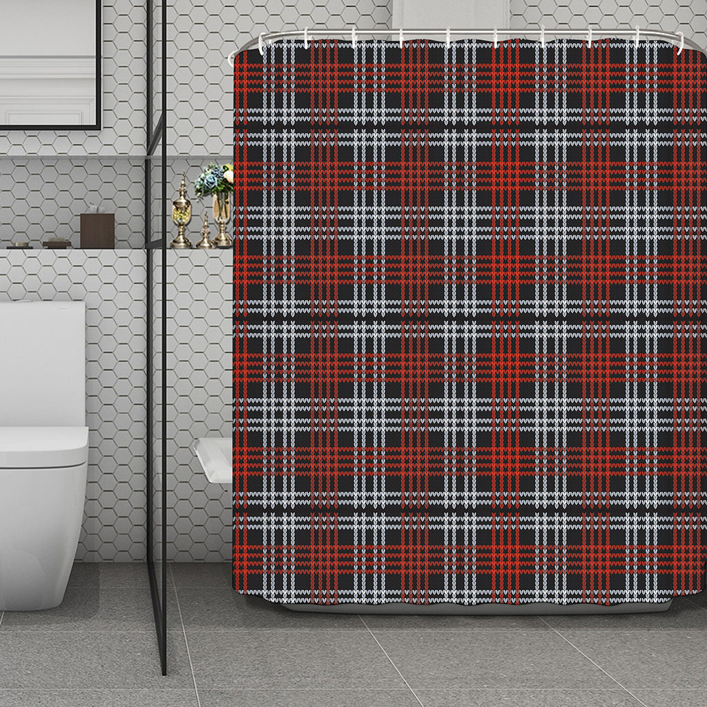 Tartan Knitted Pattern Print Polyester Shower Curtain