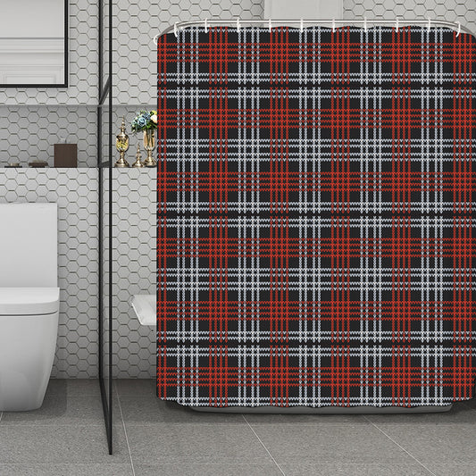 Tartan Knitted Pattern Print Polyester Shower Curtain