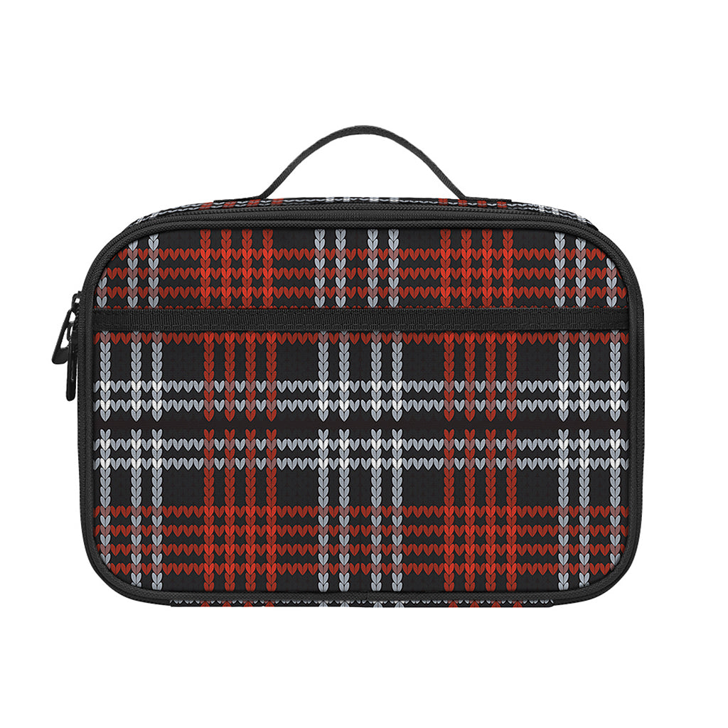 Tartan Knitted Pattern Print Portable Lunch Bag