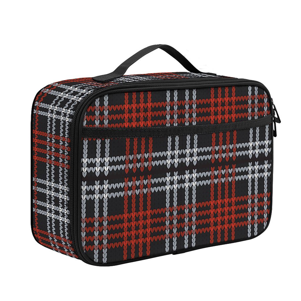 Tartan Knitted Pattern Print Portable Lunch Bag