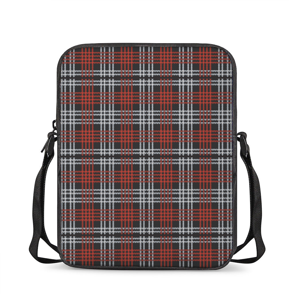 Tartan Knitted Pattern Print Rectangular Crossbody Bag