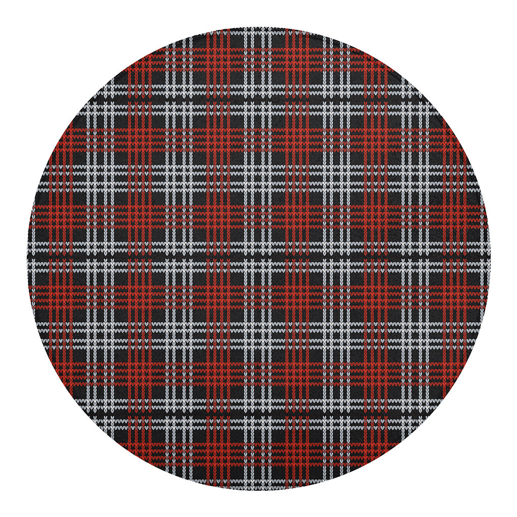 Tartan Knitted Pattern Print Round Blanket