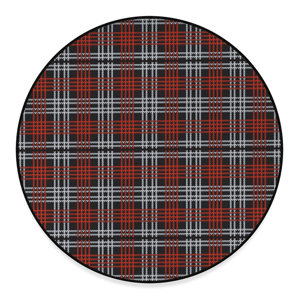 Tartan Knitted Pattern Print Round Floor Mat