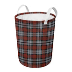 Tartan Knitted Pattern Print Round Laundry Basket