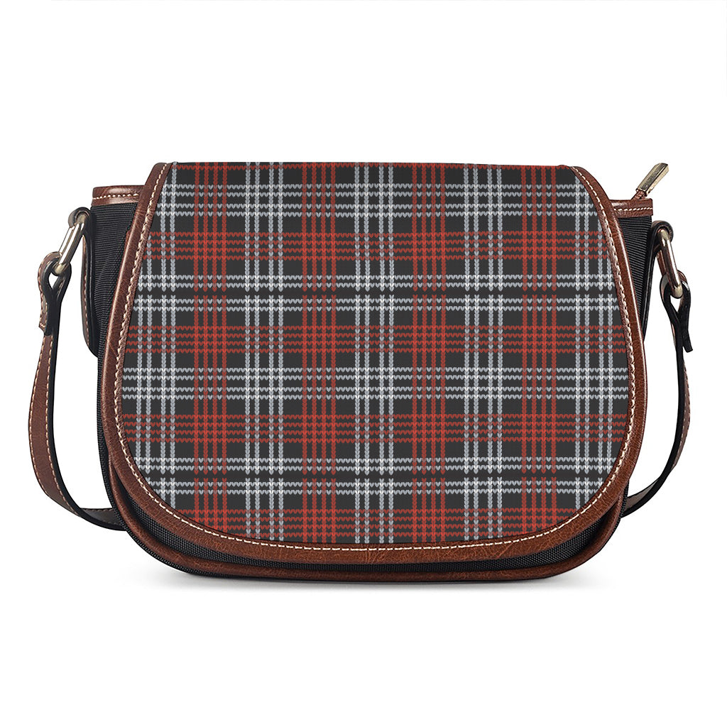 Tartan Knitted Pattern Print Saddle Bag