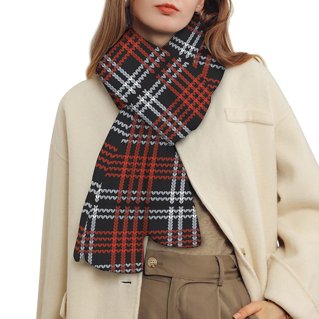 Tartan Knitted Pattern Print Scarf