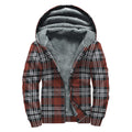 Tartan Knitted Pattern Print Sherpa Lined Zip Up Hoodie