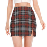 Tartan Knitted Pattern Print Side Slit Mini Skirt
