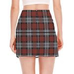 Tartan Knitted Pattern Print Side Slit Mini Skirt