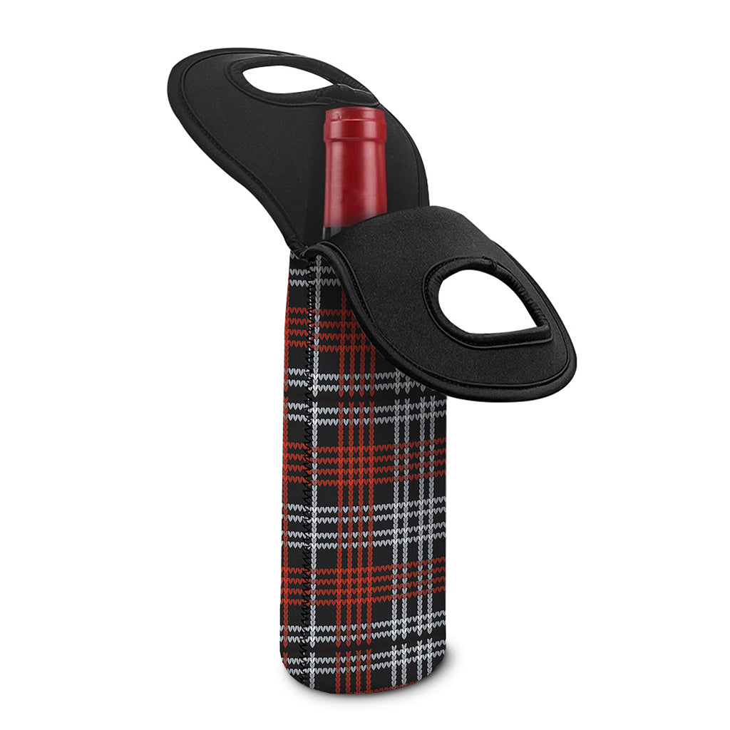 Tartan Knitted Pattern Print Single Neoprene Wine Tote