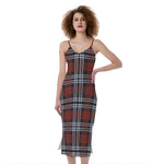 Tartan Knitted Pattern Print Slim Fit Midi Cami Dress