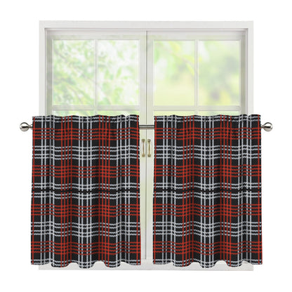 Tartan Knitted Pattern Print Tier Curtains