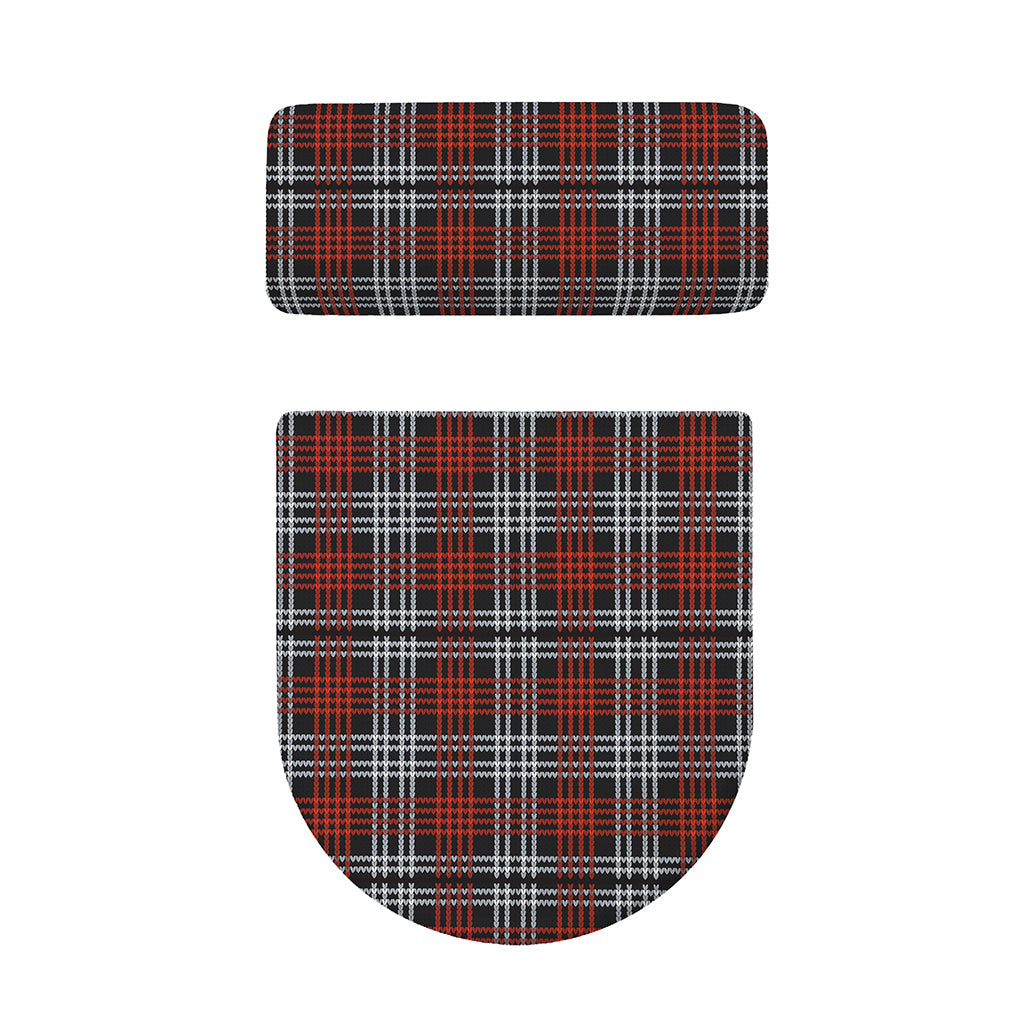 Tartan Knitted Pattern Print Toilet Lid And Tank Cover Set