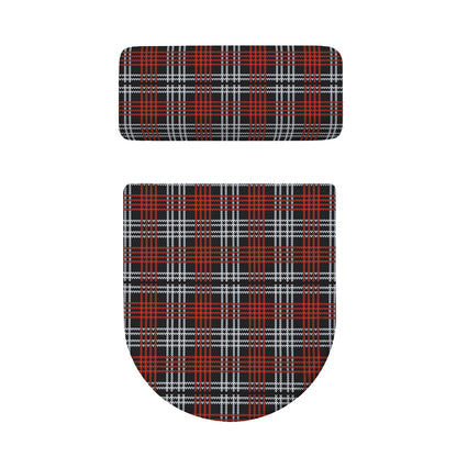 Tartan Knitted Pattern Print Toilet Lid And Tank Cover Set