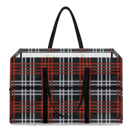 Tartan Knitted Pattern Print Utility Tote Bag