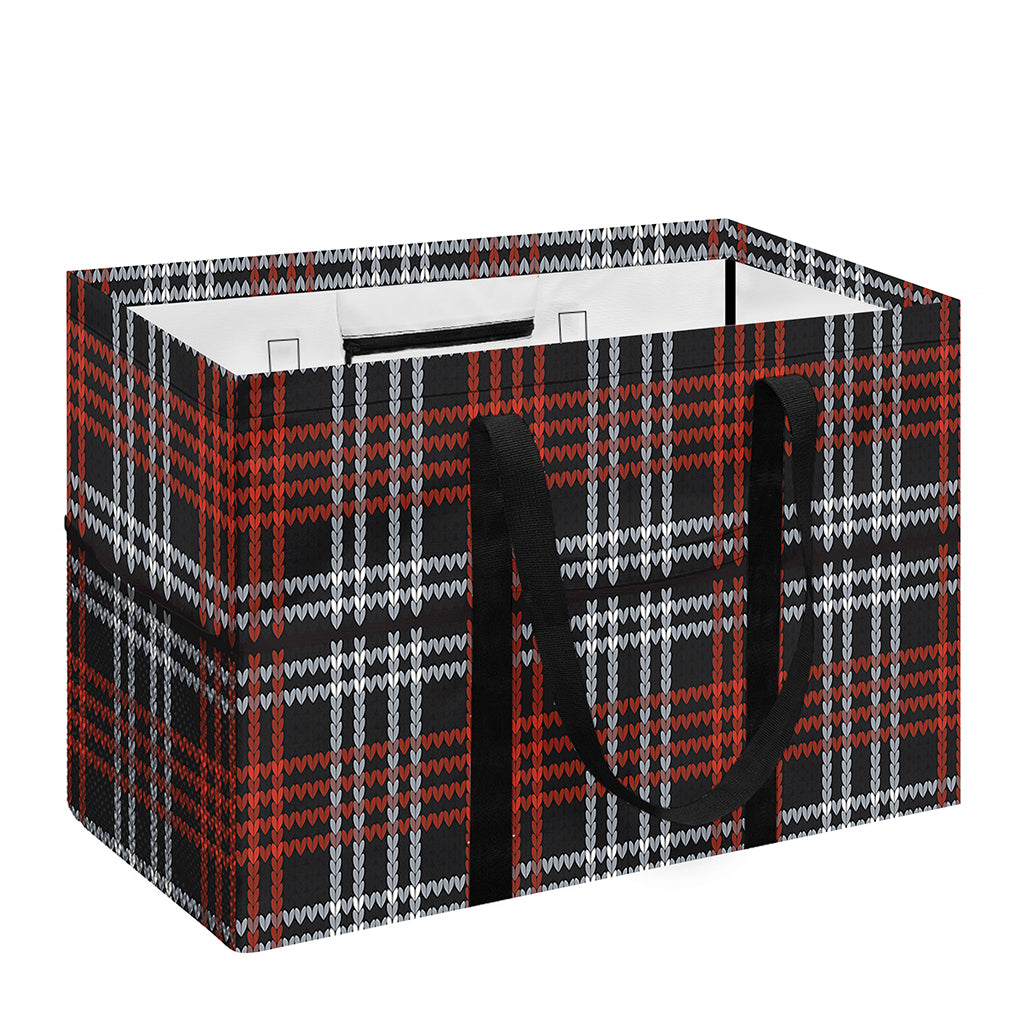 Tartan Knitted Pattern Print Utility Tote Bag
