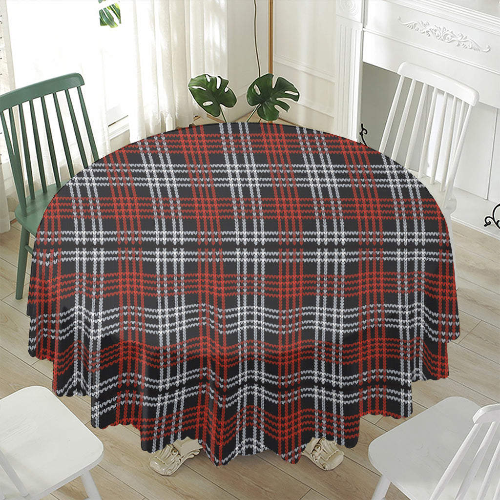 Tartan Knitted Pattern Print Waterproof Round Tablecloth