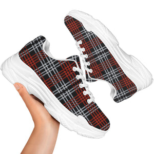 Tartan Knitted Pattern Print White Chunky Shoes