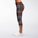Tartan Knitted Pattern Print Women's Capri Leggings