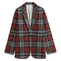 Tartan Knitted Pattern Print Women's Cotton Blazer