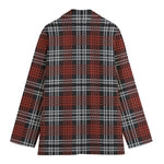 Tartan Knitted Pattern Print Women's Cotton Blazer