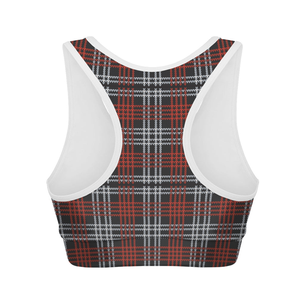 Tartan Knitted Pattern Print Women's Sports Bra