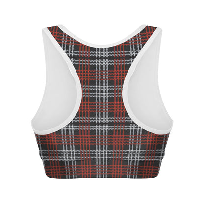 Tartan Knitted Pattern Print Women's Sports Bra