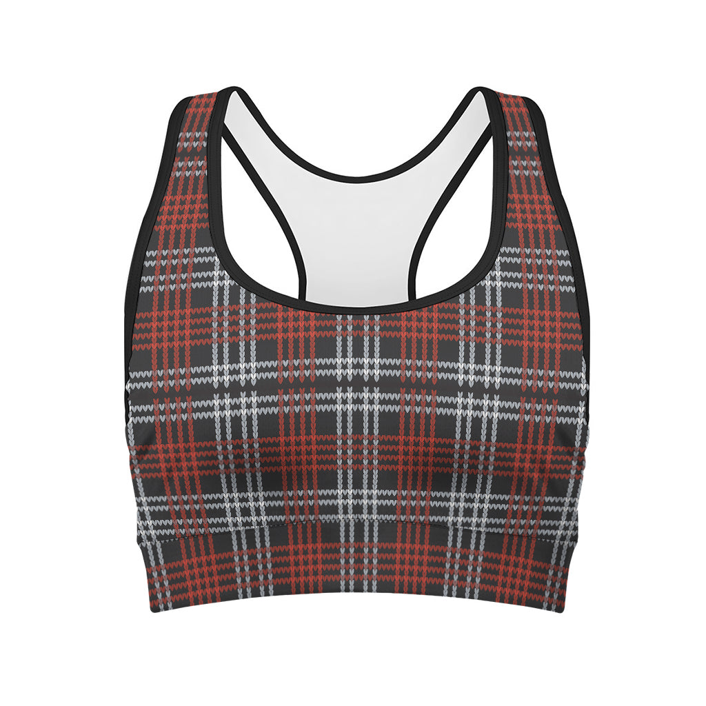 Tartan Knitted Pattern Print Women's Sports Bra