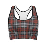 Tartan Knitted Pattern Print Women's Sports Bra