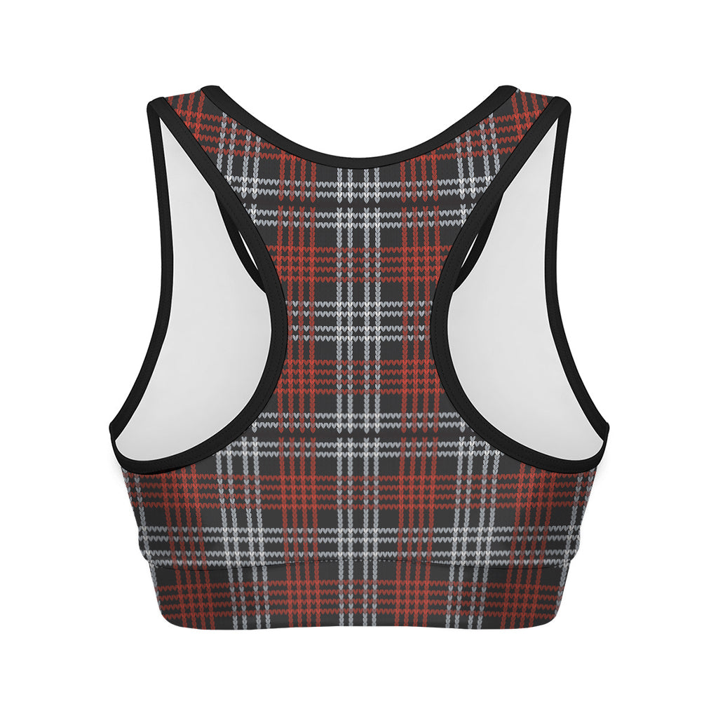 Tartan Knitted Pattern Print Women's Sports Bra