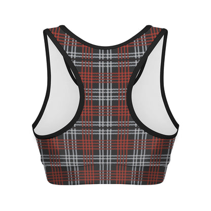 Tartan Knitted Pattern Print Women's Sports Bra