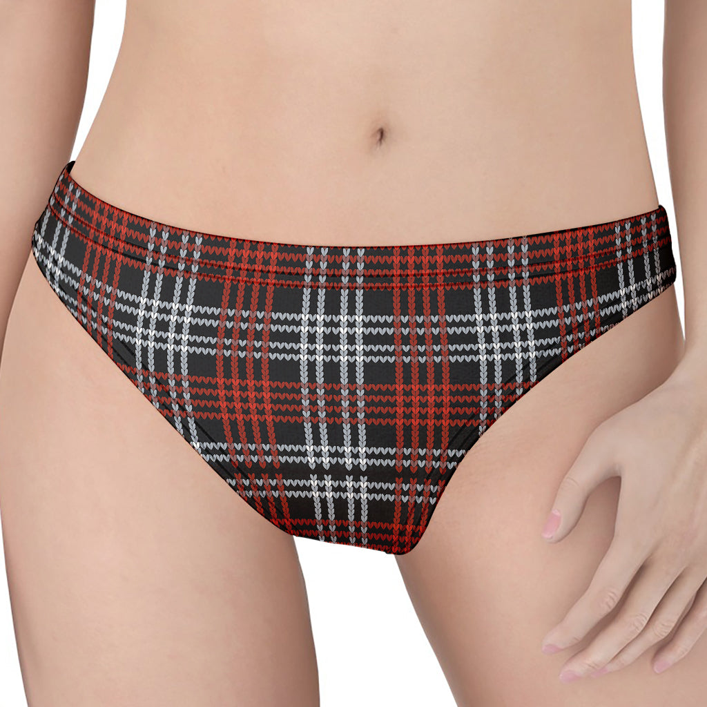 Tartan Knitted Pattern Print Women's Thong