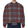 Tartan Knitted Pattern Print Zip Sleeve Bomber Jacket