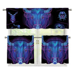 Taurus And Astrological Signs Print 3 Piece Kitchen Curtains