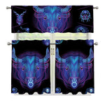 Taurus And Astrological Signs Print 3 Piece Kitchen Curtains