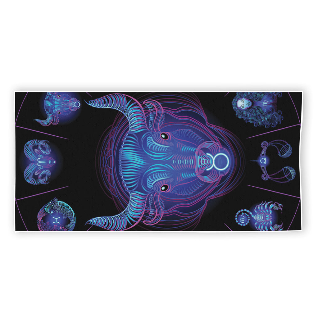 Taurus And Astrological Signs Print Beach Towel