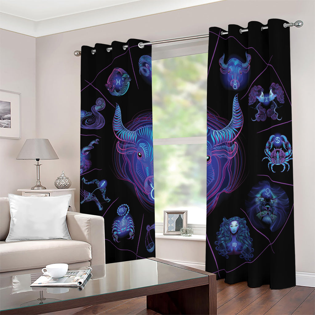 Taurus And Astrological Signs Print Blackout Grommet Curtains